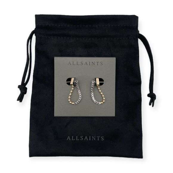 ~All Saints Two Tone Mix Box Ball Chain Earrings NWT - Picture 1 of 3